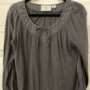 Vintage charcoal blouse with tie knot
